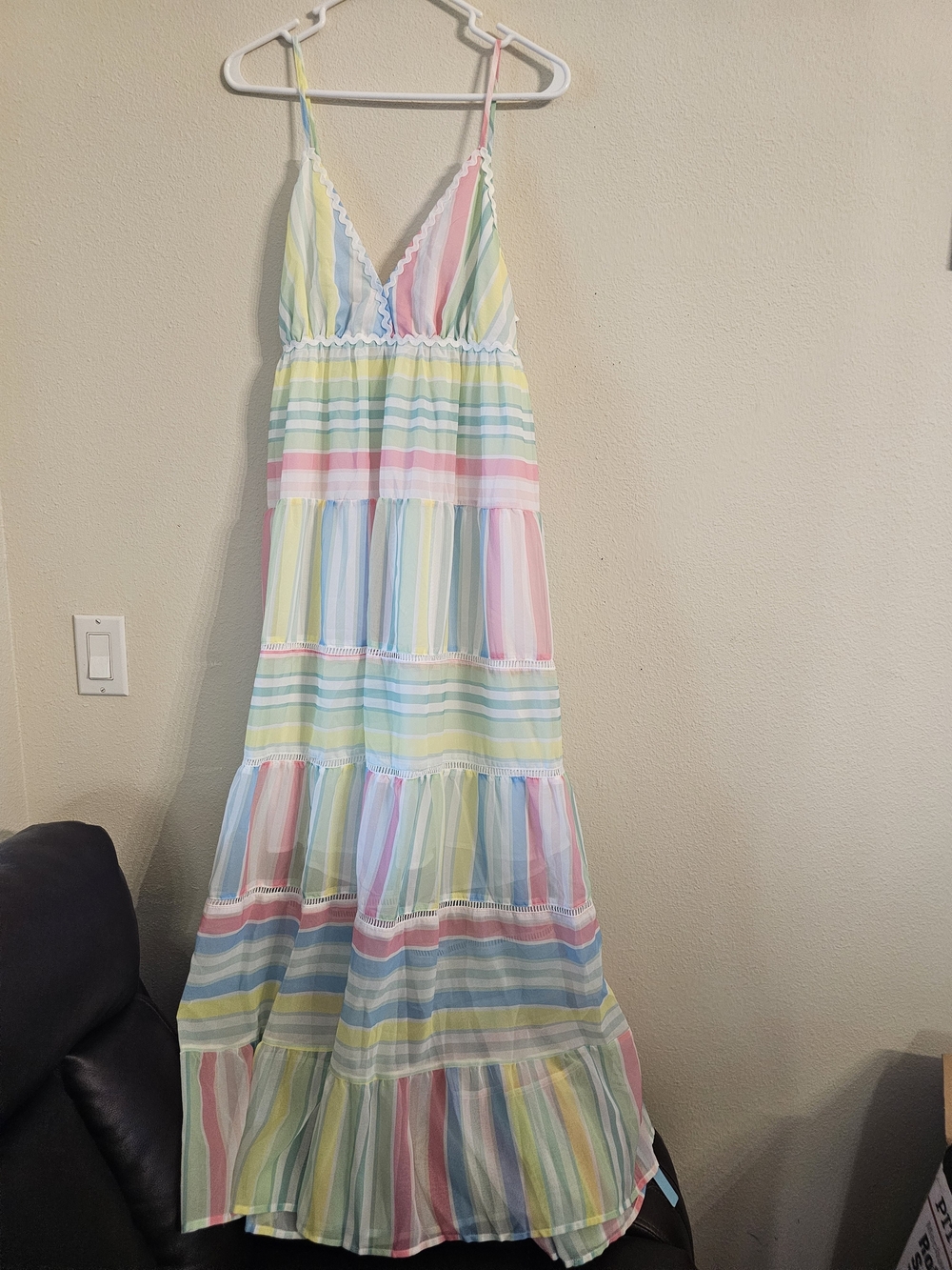Boutique 9 Pastel Multi-Stripe Tiered Maxi Dress